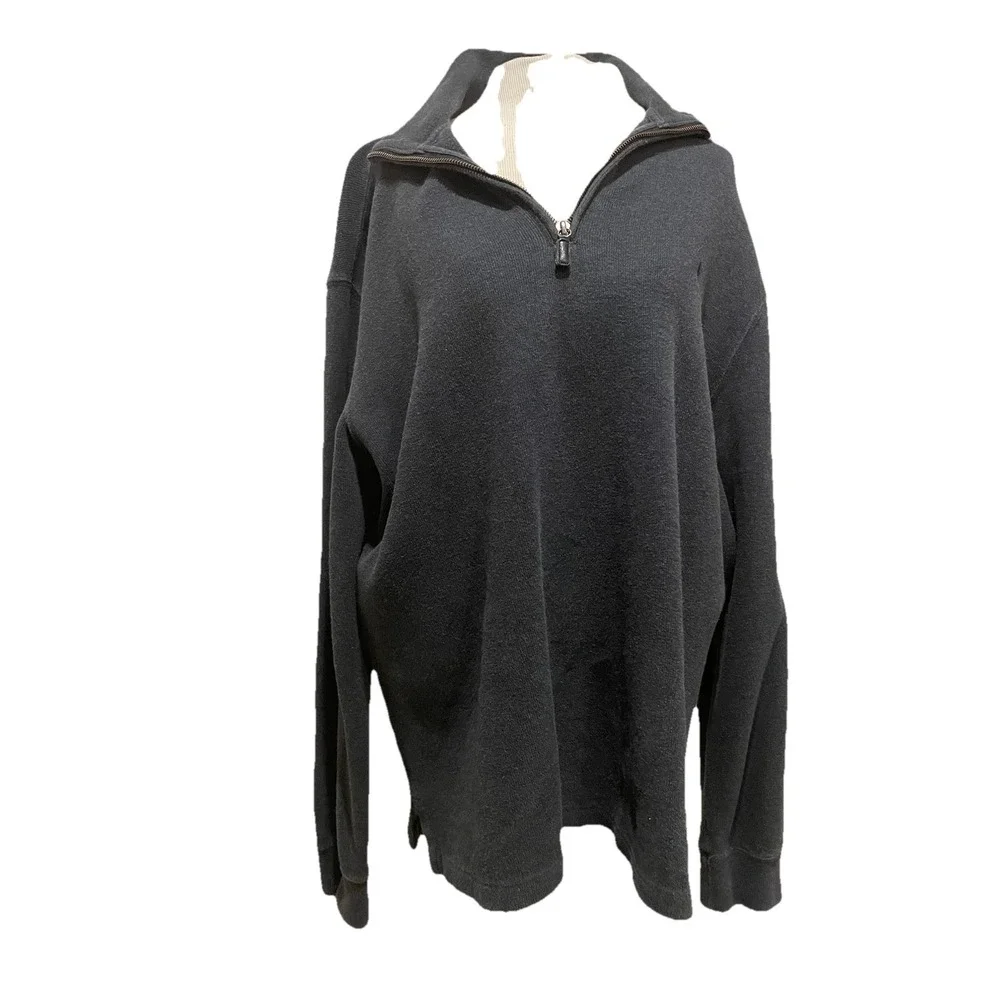 Polo Ralph Lauren Quarter Zip Sweater Charcoal Gray‎ Men's L Cotton Logo